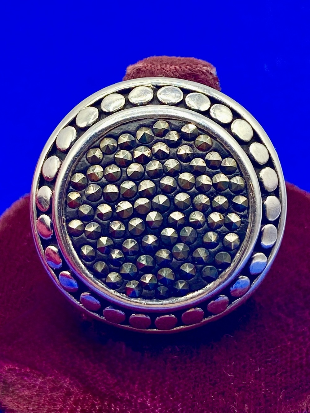 Sterling Silver Electro Formed Hollow Marcasite Ring